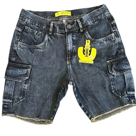 Bermuda Cargo Jeans Masculina Tradicional Estilo Jogador 100% Algodao Vem Ser Exclusivo Vem Invictus