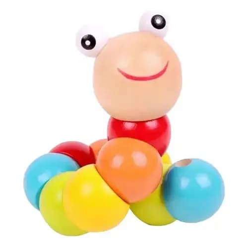 Minhoca Feliz De Madeira - Brinquedo Educativo