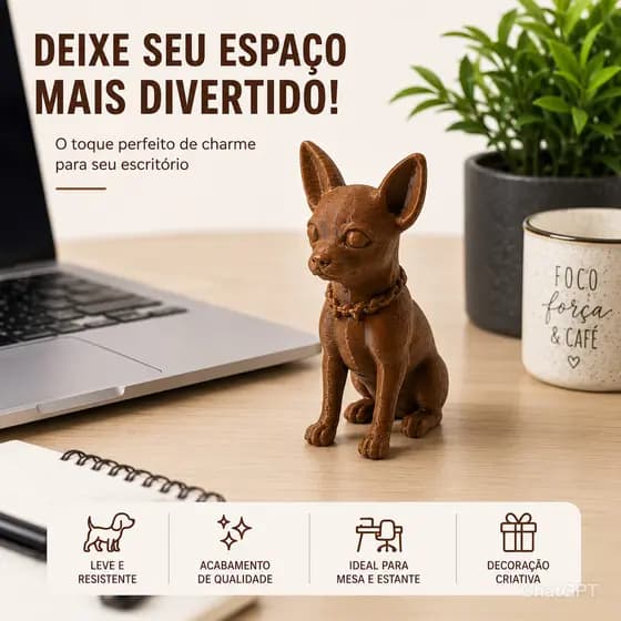 Pinscher Decorativo 15cm Impressão 3D Miniatura Cachorro Enfeite Decoração Presente Pet