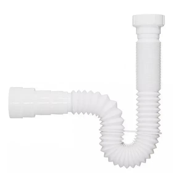 Sifão Branco Flexível Sanfonado –Ajustável Pia/Tanque