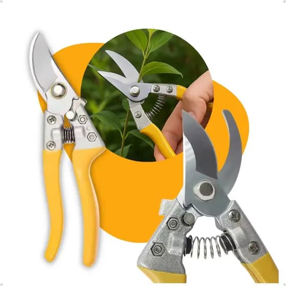 Tesoura Suiça Para Poda Profissional Em Aço C/ Mola E Trava Jardins Galhos