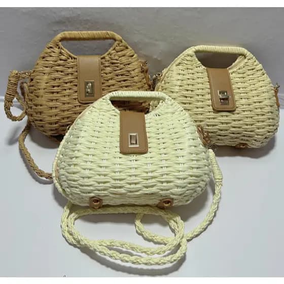 Bolsa de Palha de Festa Media com Alça Transversal Ajustavel Alça de Palha De Mao Para Uso Diario
