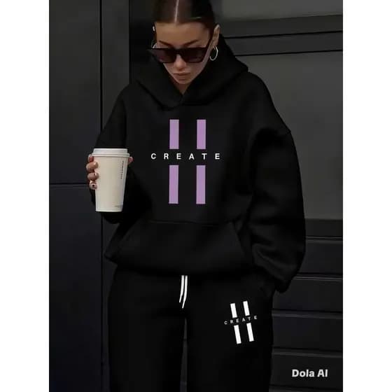 Conjunto Moletom Create Streetwear Gringa Aesthetic Calça Jogger + Hoodie Oversized Premium Inverno