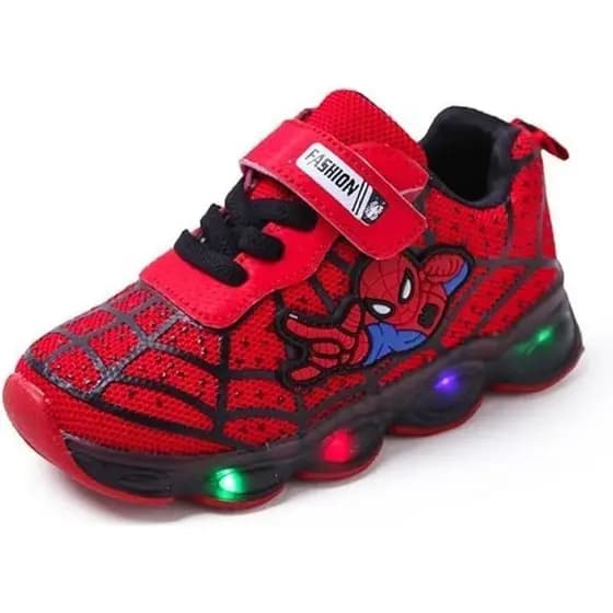 tênis infantil homem aranha com LED multicolorido