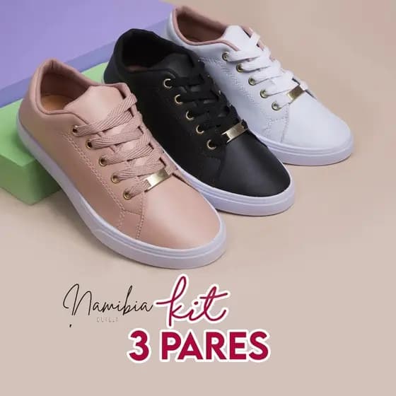 Kit 3 Pares Tenis Feminino Casual Sintético Original Confortavel Barato