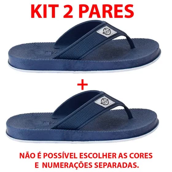 Kit 2 Chinelo Masculino Barato - Chinela Masculina Chinelo Masculino Antiderrapante Marinho