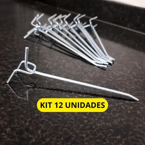Gancho Pegboard 15cm Kit 12 Unidades Aço Resistente Painel Organizador