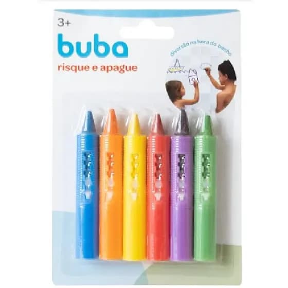 Risque e Apague Lapis Giz De Cera Para Banho Infantil Buba
