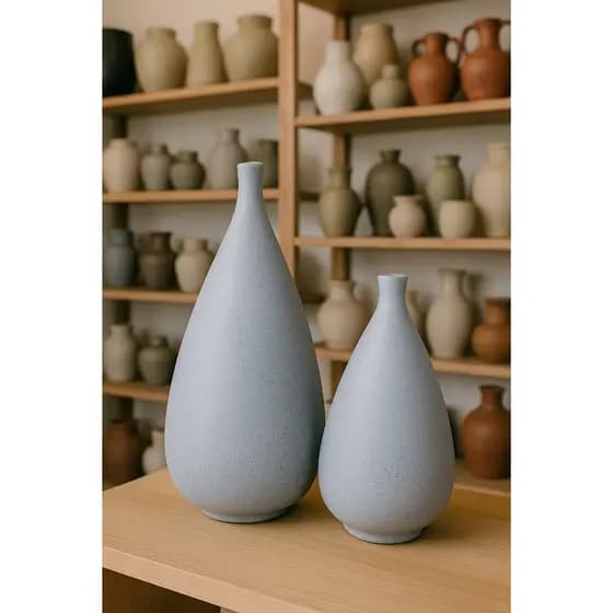 Dupla de Vasos Decorativos Cinza Chapiscado em Cerâmica – Estilo Moderno para Plantas Artificiais