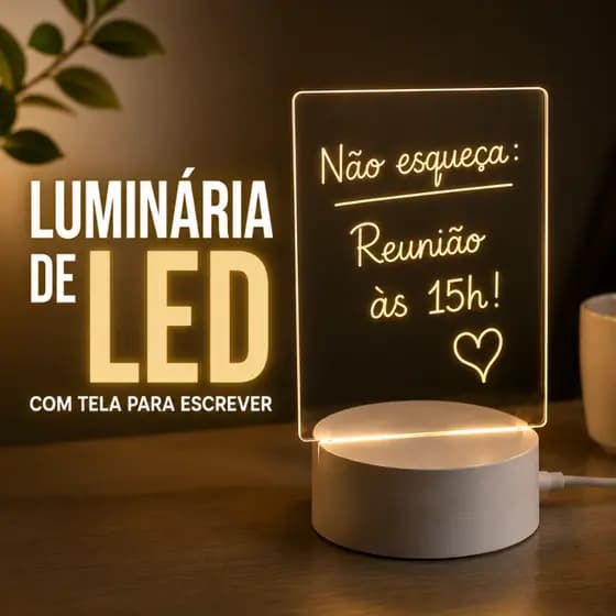 Luminária LED 3D Com Lousa Acrílica Para Recados e Mensgens Abajur de Mesa USB Para Escritório e Quarto Presente