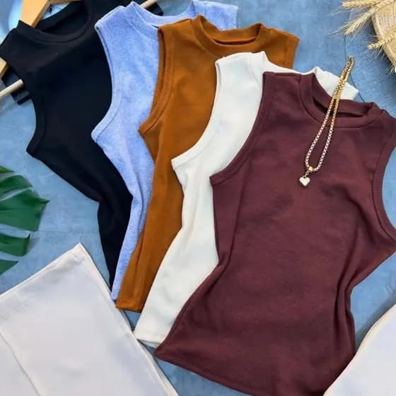 Blusa Casual Regata Básica Várias cores Blusinha Feminina Elegante Tendencia