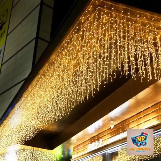 Cascata Natal 400 Led 10 Metros Decoração Enfeite Natalino Luz Branco Quente Fixa 127v 220v