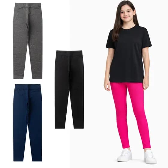 Kit Legging Suplex Lisa Infantil Juvenil Feminina – Calça Escolar Confortável Meia Estação do 1 ao 16 Sortida