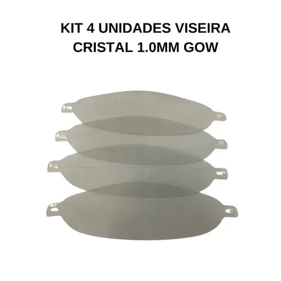 VISEIRA CAPACETE INTERLAGOS GOW 1,00MM CRISTAL KIT 04 UNIDADES