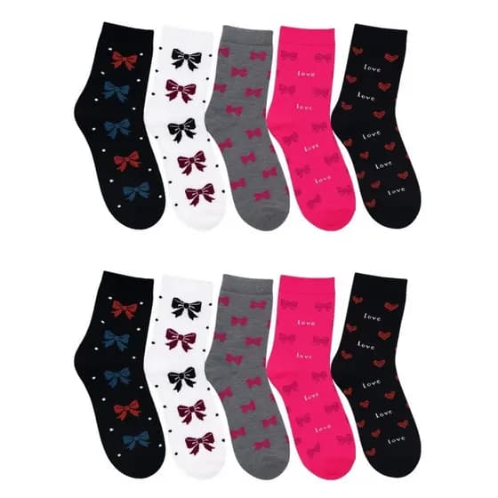 Pares de Meias Cano Médio Femininas - Estampas Enviadas Aleatoriamente - Cores Vivas e Tecido Que Respira
