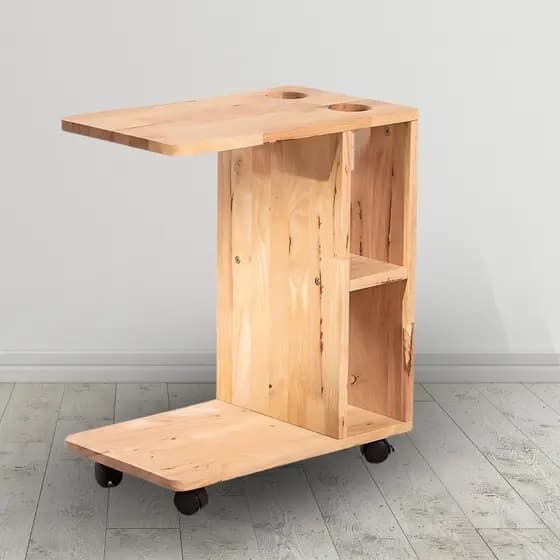 Mesa De Apoio Lateral 75cm Com Rodinhas Porta-copos Notebook