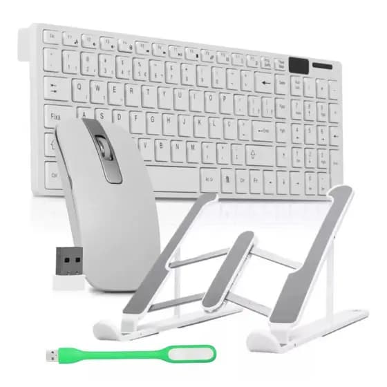 Kit Teclado E Mouse Sem Fio usb Wireless 2.4ghz Óptico MingStore E Suporte de mesa para notebook+ pilha