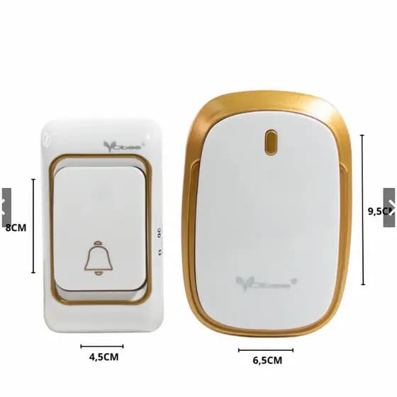 Campainha sem fio de longo alcance | Sinal de até 100 metros Disponível nas cores branco dourado