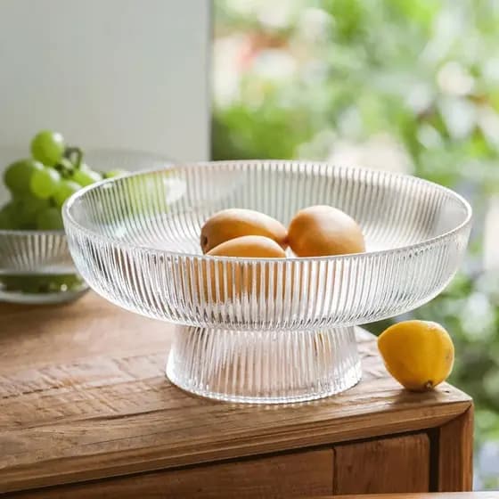 Centro de Mesa com Pé 30cm Graffiato 2,8L em Vidro Hauskraft Zefa