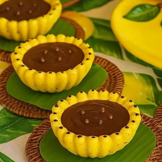 Kit 3 Bowls Banana Sobremesa Sorvete Cerâmica Mesa Posta