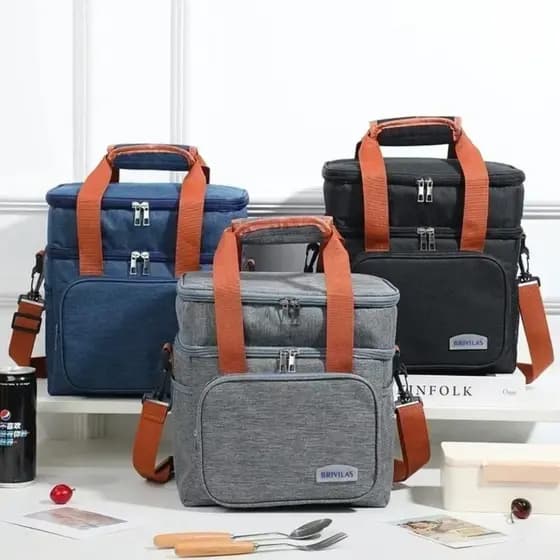 Bolsa Térmica Transversal Camada Dupla Grande Capacidade Lancheira Impermeável