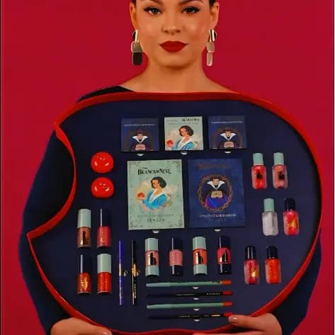 Maquiagem Adulto Fenzza Branca de Neve Rainha Má Batom Blush Caneta Paleta Iluminador Alta Pigmentação