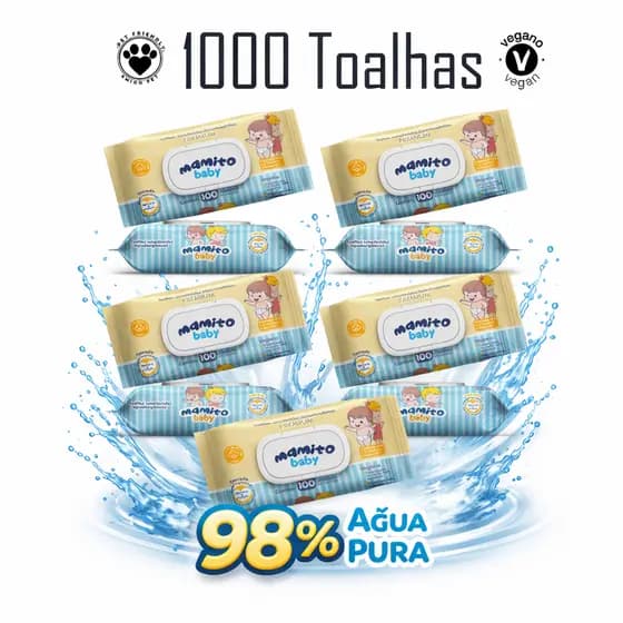 Kit 10 Toalhas Umedecidas Premium 100 Folhas Com Tampa