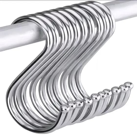 Kit 10 Ganchos Aço Inox Multiuso Tipo S Utensílios Suporte Cozinha Roupa Resistente e Organizador