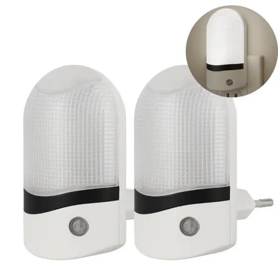 Luminária 1 Ou 2 Unidades Led De Tomada Com Sensor Noturno Automática Mini Abajur Quarto Sala Varanda Bivolt