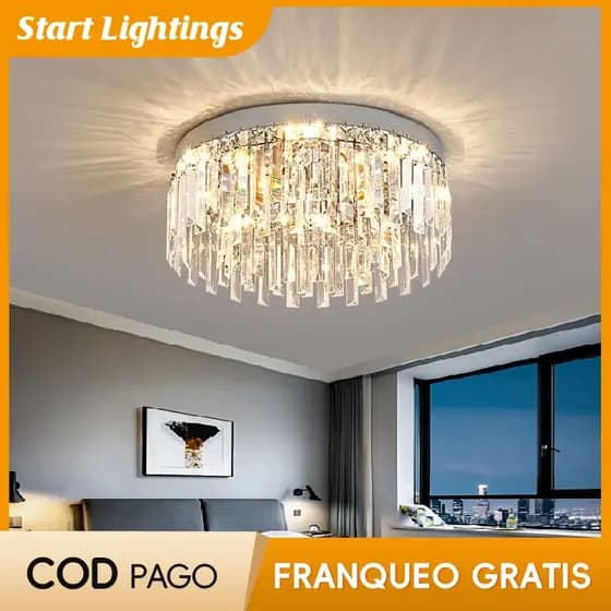 Quarto Lustre De Cristal Nordic Sala Estar Lâmpada Do Teto circular Jantar Luz Pingente