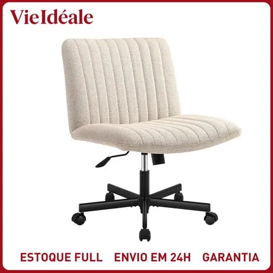 Cadeira de Escritório Ergonômica Confortável com Rodas Giratória - Estofado Acolchoado Grosso, Altura Ajustável