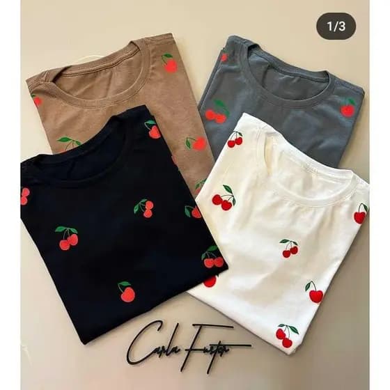 kit 3 blusinha básica baby look camiseta viscorycla estampas variados