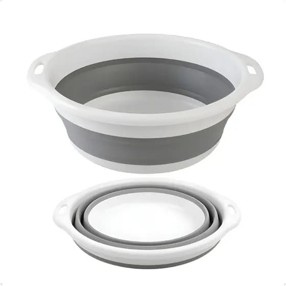 Bacia Dobrável 8 Litros Retrátil Silicone Multiuso Casa Pet Cor Branco Vonder