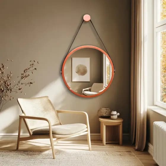 Espelho Redondo Decorativo Adnet Com Alça 50cm