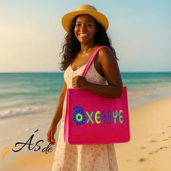 Bolsa de Praia "Oxente" + Bolsinha Verão Feminina Bolsa em Lona Moda Praia Verão --- KD-24