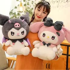 Sanrio Cinnamoroll mochila de pelúcia dos desenhos animados Kuromi My Melody