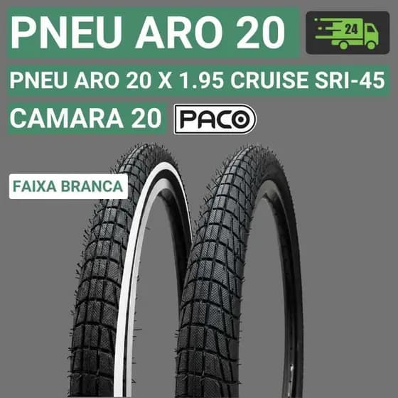 Pneu Aro 20 Pneu de Bicicleta Aro 20 X 1.95 Bmx Pneu Cruise SRI-45 Paco