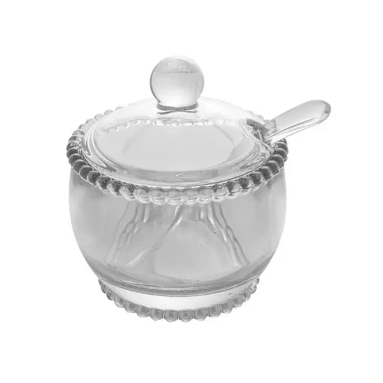 Açucareiro de Cristal com Colher Pearl Wolff 10x8x7cm