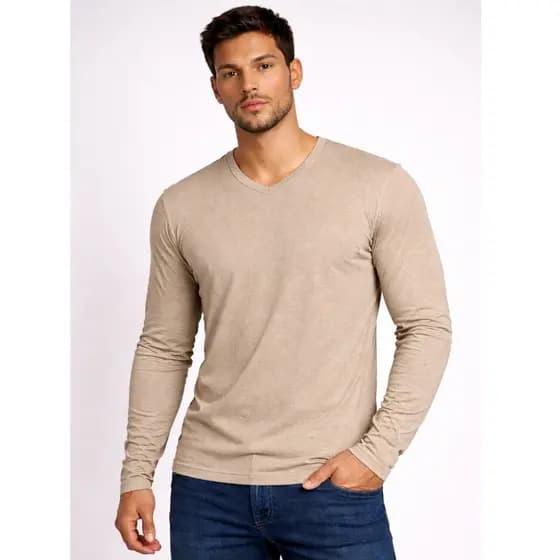 Camiseta Long de Frio Masculina Estilo Casual Inverno Quente