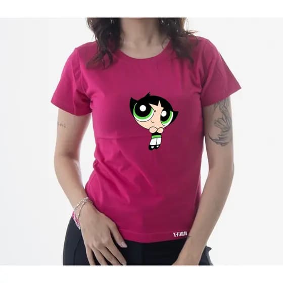 Camiseta Baby Look Lançamento Docinho Meninas Super Poderosas Tecido de Alta Qualidade 100% Algodão