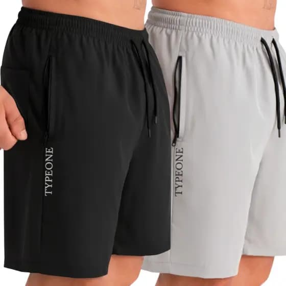 Kit 2 Bermuda Masculina Tactel Lisa Básica Esportiva praia ziper anti odor