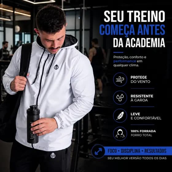 Jaqueta Corta Vento Masculina Com Capuz impermeavel 100% Forrada Academia Esportiva Ziper Bolso Moto