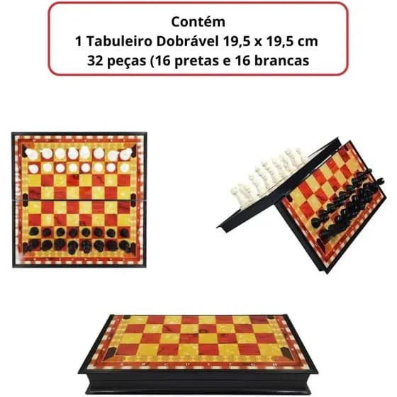 Jogo De Xadrez Tabuleiro Estratégico Dobrável Magnético Imã