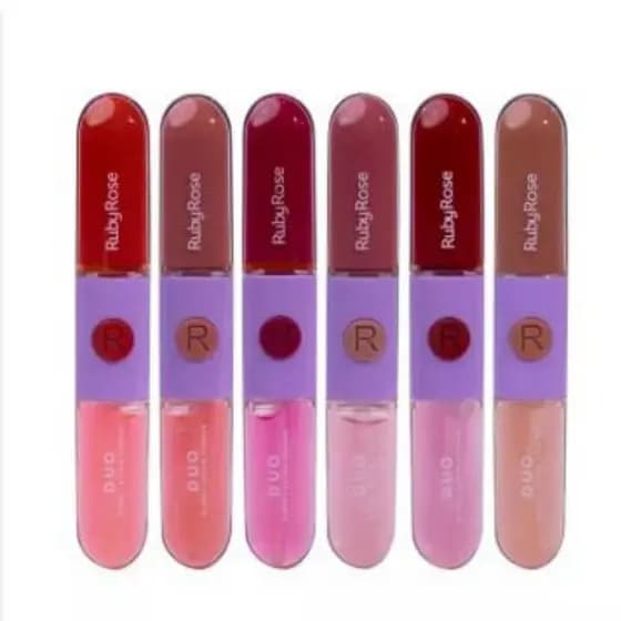 Batom Gloss Duo 2 em 1 Mood Ruby Rose Gloss + Batom líquido