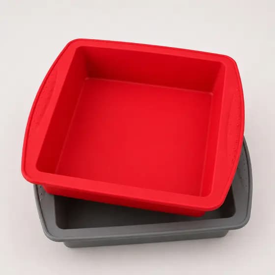 Forma de Silicone Quadrada 26x24,5x5,5cm Antiaderente Air Fryer Forno Assadeira Fritadeira Elétrica Vermelha Cinza Clink