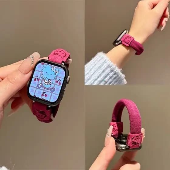 Namorada Hello Kitty Linda Senhora Pulseira Para iWatch Série 11 10 9 8 7 6 5 4 Se 3 Ultra3/2 Apple Watch 46mm 42mm 44mm