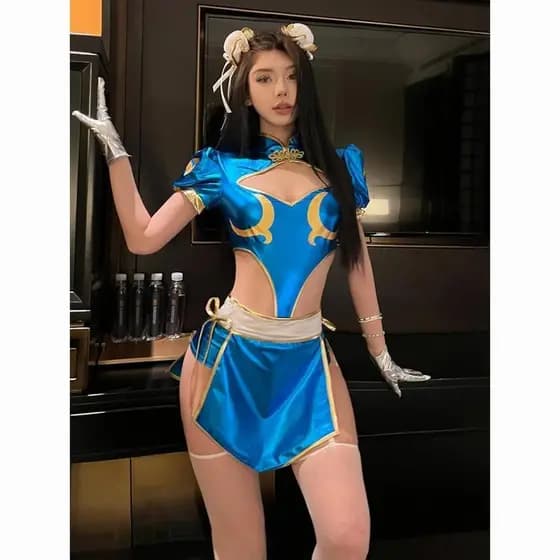 Roupas de boate japonesa Chunli Yujie senhora chinesa puro desejo dividido Cheongsam uniforme terno 6.25