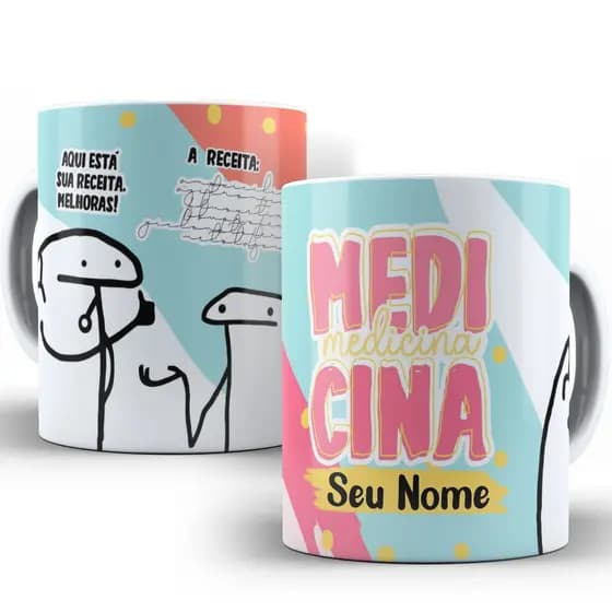 Caneca profissão bentos medicina personalizada com seu nome