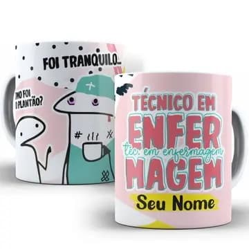 Caneca profissão bentos enfermagem personalizada com seu nome
