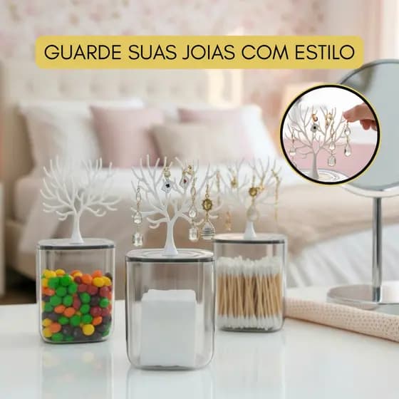 Porta Joias e Brincos em Formato de Árvore com Tampa Organizador de bijuterias Sortido
